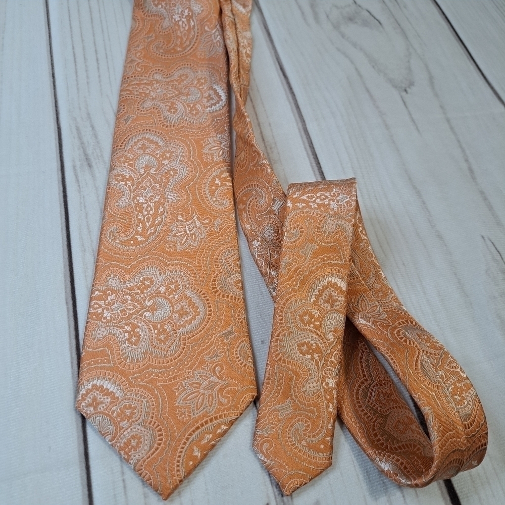 3 FOR 12 SALE Michael Kors Paisley Silk Tie Sherbert Orange